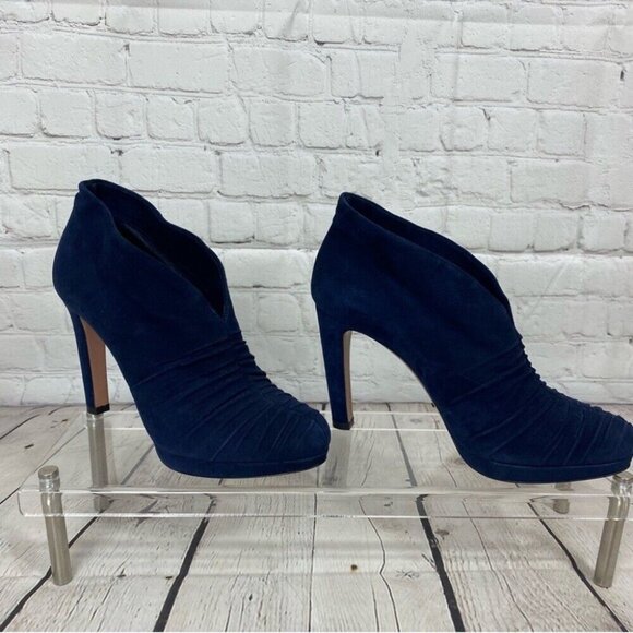 Prada Women's Blue Suede Ruched Designer Luxury Ankle Boots EU 37.5 - Picture 6 of 13